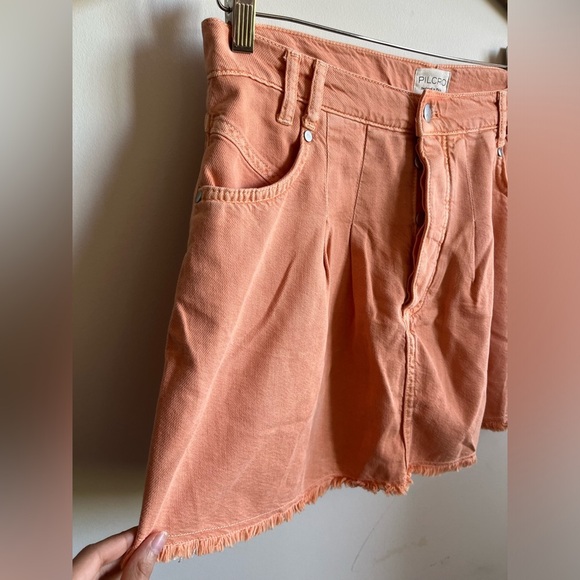 NWT Anthropologie PILCRO Pink/Rose Cotton-Lyocell Pleated Micro Denim Skirt 12 - Picture 11 of 16